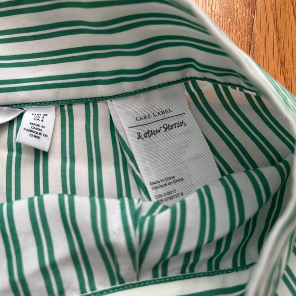 & Other Stories Mint Striped A-Line Skirt - Picture 7 of 9